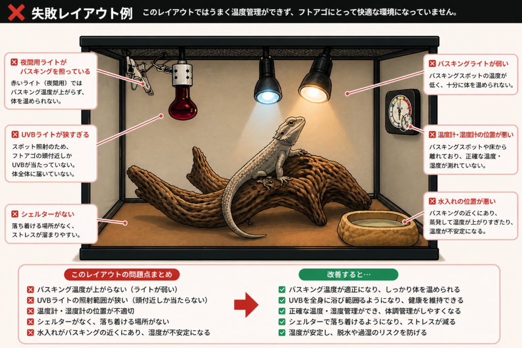 フトアゴ　レイアウト　失敗例